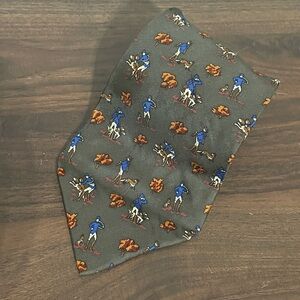 Gap Premium Silk Neck Tie Olive Green with Hunter and Dog